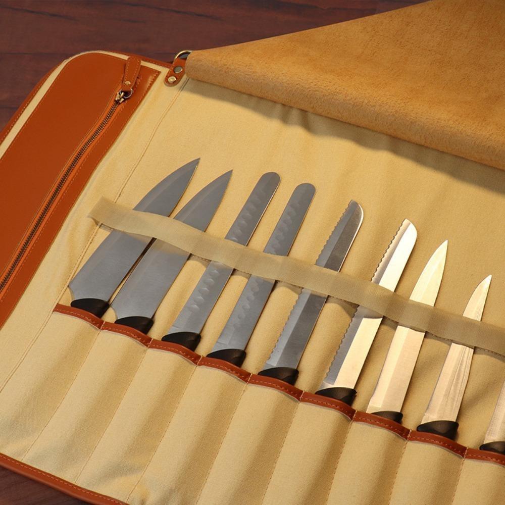 Outdoor Leather Knife Bag, Chef Knife Bag, Cowhide Knife Bag, Outdoor Camping Bag