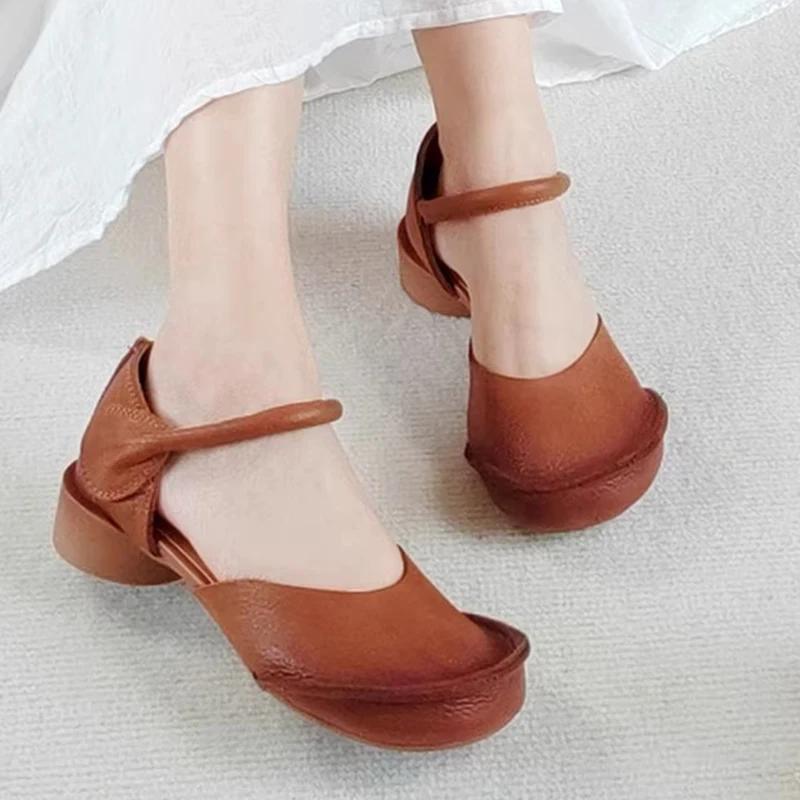 Heeled Sandals Women's Designer Casual Sport Shoes Summer Women 2025 Fashion Dress Slides Walking New Retro Zapatos De Mujer