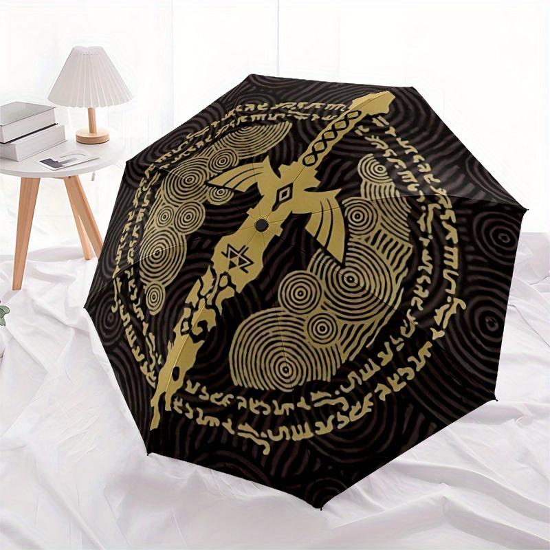 Legend of Zelda Automatic Folding Umbrella with Sturdy Iron Frame, Portable Compact Travel Umbrella All-Season Use Parties030