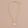 Personalized geometric disc pearl pendant multi-layer women stacked necklace