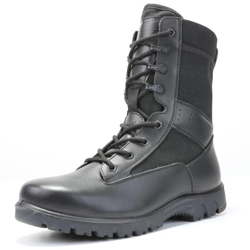 

Летние уличные боевые ботинки Новые черные кожаные тренировочные ботинки с высоким голенищем Мужские военные ботинки Сверхлегкие тренировочные тактические ботинки 36 (spot) чёрный