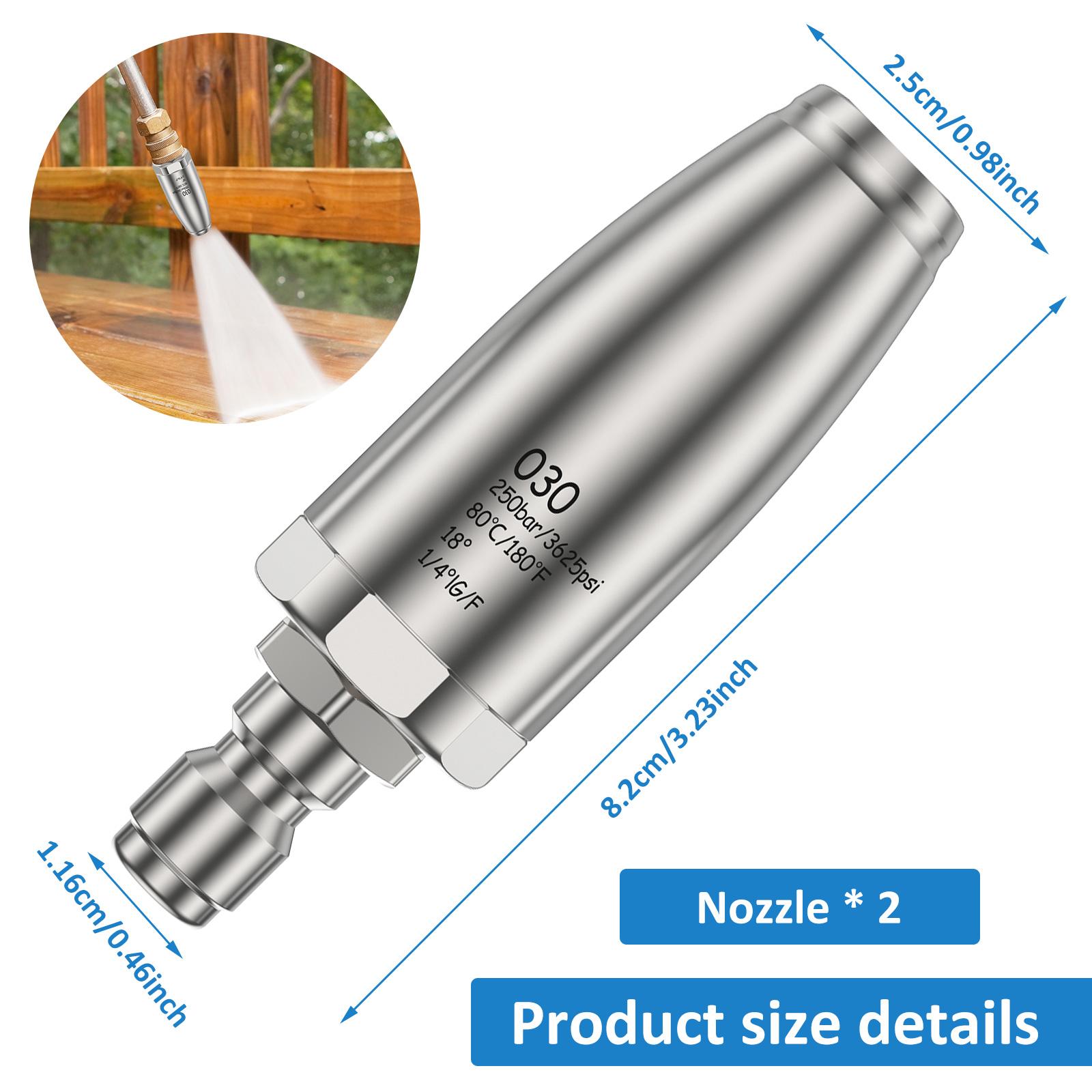 

Turbo Nozzle for Pressure Washer Stainless Steel Rotating Pressure Washer Jet Nozzle 3625PSI Max 1/4inch Quick Connect Pressure 1pc