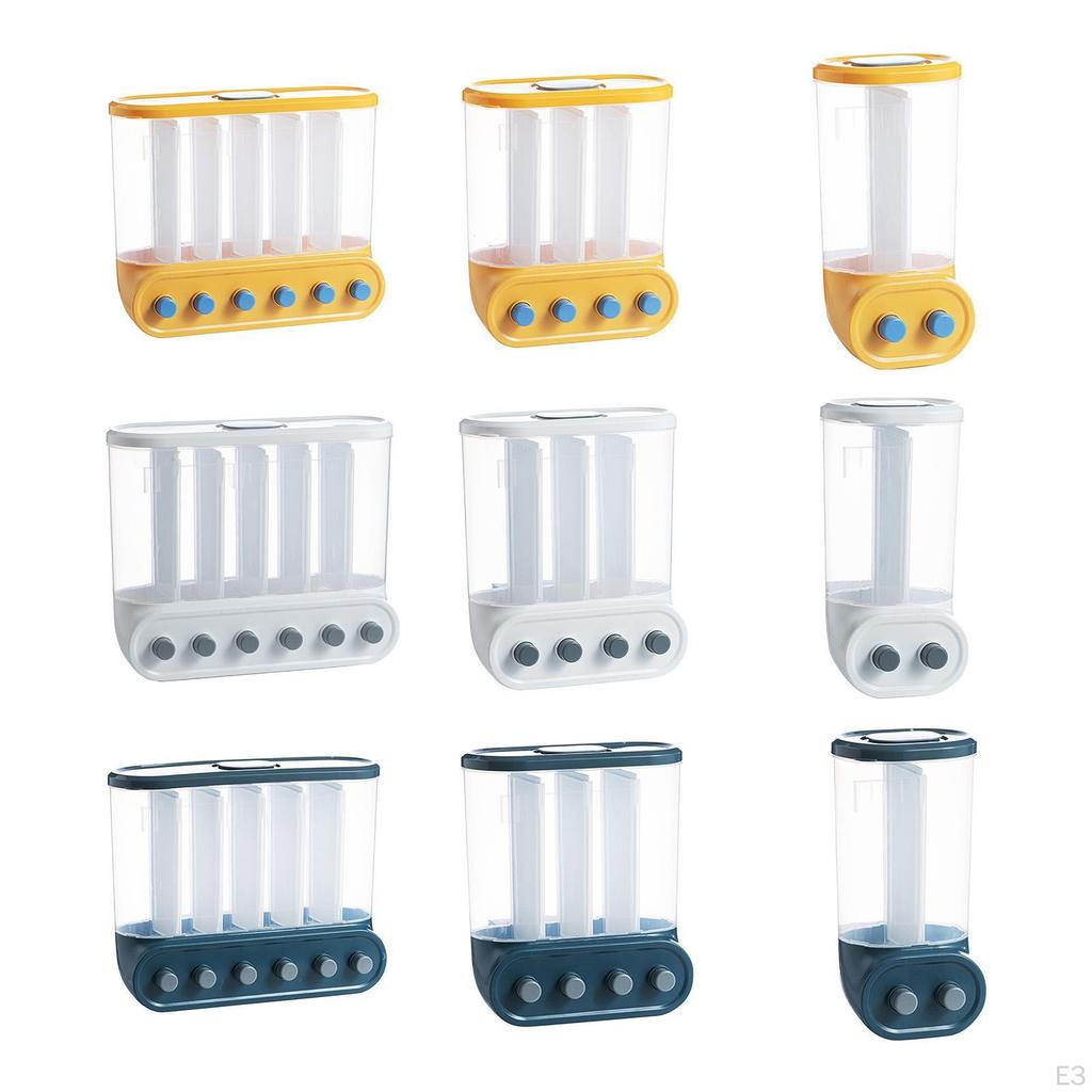 Wall Mounted Dry Food Divided Dispenser, Cereal Storage Box Grains Rice Nut Organizer for Home