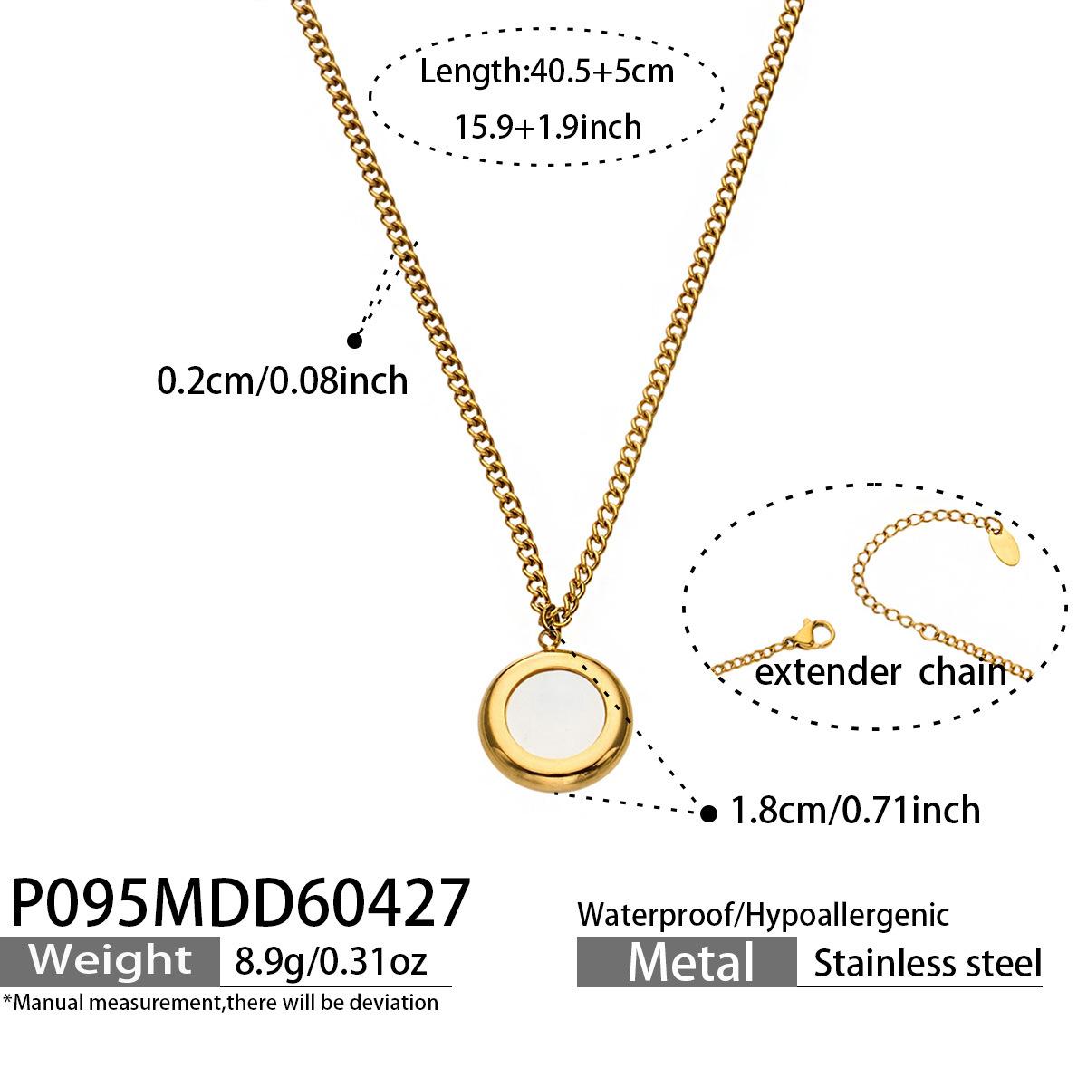 

Simple Round White Shell & Faux Pearl Heart Pendant Necklace, 18K Gold Plated Stainless Steel for Women 2