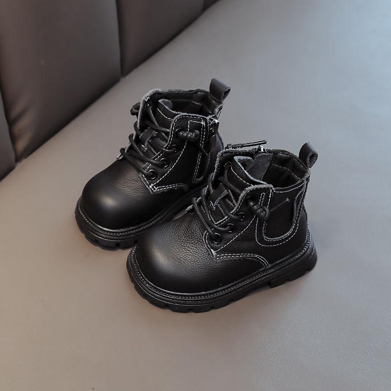 

Genuine Leather Toddler Martin Boots - British Style, Non-Slip, Soft Sole, Ankle Boots for Boys & Girls 16 Insole Length 12.5cm