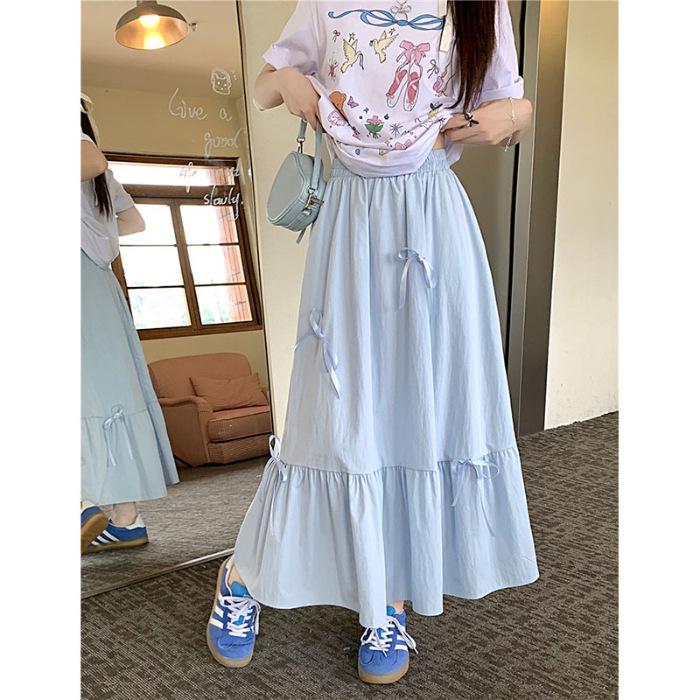 

Юбка-трапеция с бантом из шенилла - женская летняя коллекция в синем, белом и черном цветах L синий