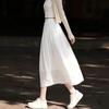 French Style Embroidered Lace A-line Midi Skirt