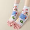 Cute Spring Summer Five Fingers Women Socks Cotton Cartoon Split Toe Socks Non Slip Soft Medium Tube Socks For Yoga Sports