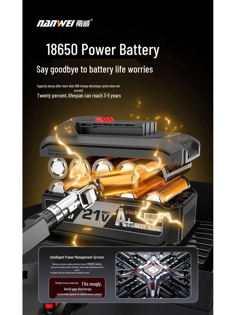 Nanwei Knight Series Brushless High Torque Impact Wrench with Lithium Battery for Auto Repair and Woodworking