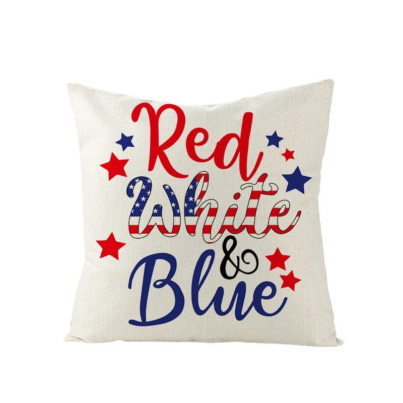 4th of July  Independence Day Decorations Cushion Cover American Flag Throw Pillow Cover Home Decorative Linen Pillow Case 45*45