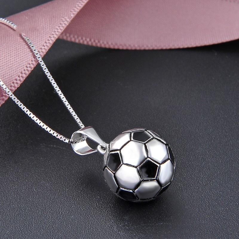 Football Jewelry Silver Pendant European and American Fashion Football Necklace Accessories