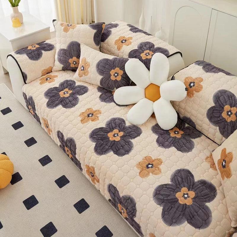 Winter Milk Plush Sofa Cushion Wholesale Anti Slip Plush Cushion Nordic Ins Style Thickened Sofa Cover Sofa Couch  Cubre Sofa