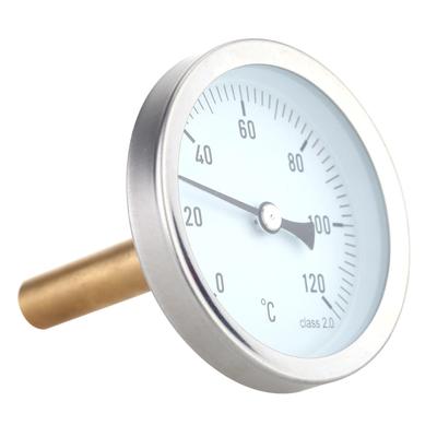 63 mm horizontales Zifferblatt-Thermometer, Aluminium-Temperaturanzeige, 0–120 °C