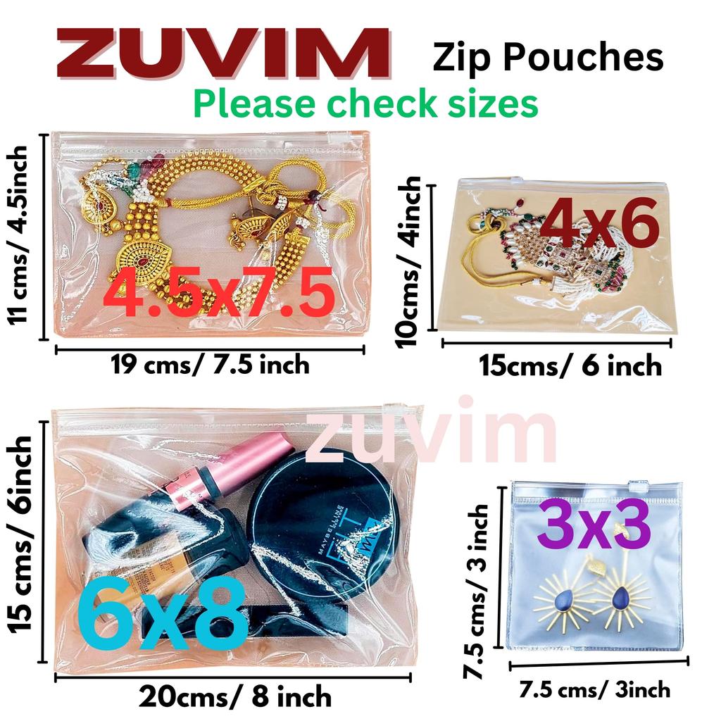 Zuvim Multipurpose Storage Pouch Jewellery Makeup Travel Accessories Jewellery Organiser Slid Zip Lock Cosmetic Organizer Storage Stationery Pouch,