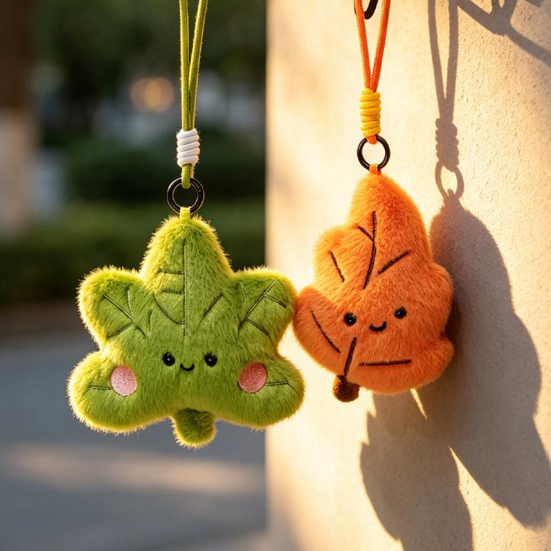 15Cm Kawaii Cute Leaves Plush Toy Soft Stuffed Maple Leaf Doll Keychain Ornament Bag Car Decor Funny Gift For Kids