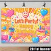 2D Happy Birthday Backdrop Bright Cartoon Balloon Photo Background