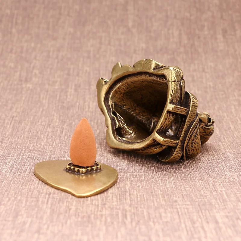 Čistá měď Starý muž Kadidelnice s protiproudým kouřem Miniaturní figurky Domácí dekorace Ozdoby Držák na vonné tyčinky Řemesla do čajovny s kouřem