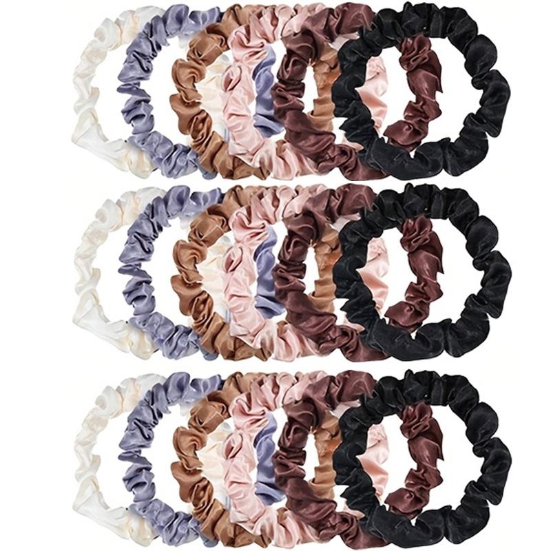 6/18Pcs Elegant Hair Scrunchies Women Minimalist Simulation Silk Hair Ties Solid Color Elastic Loop Ponytail Hair Accessories