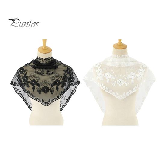 Triangle Scarf Lace Satin Shawl Scarf Hollow Embroidery Flower Pattern Beach Sun Protection Shawl Women Daily Wear