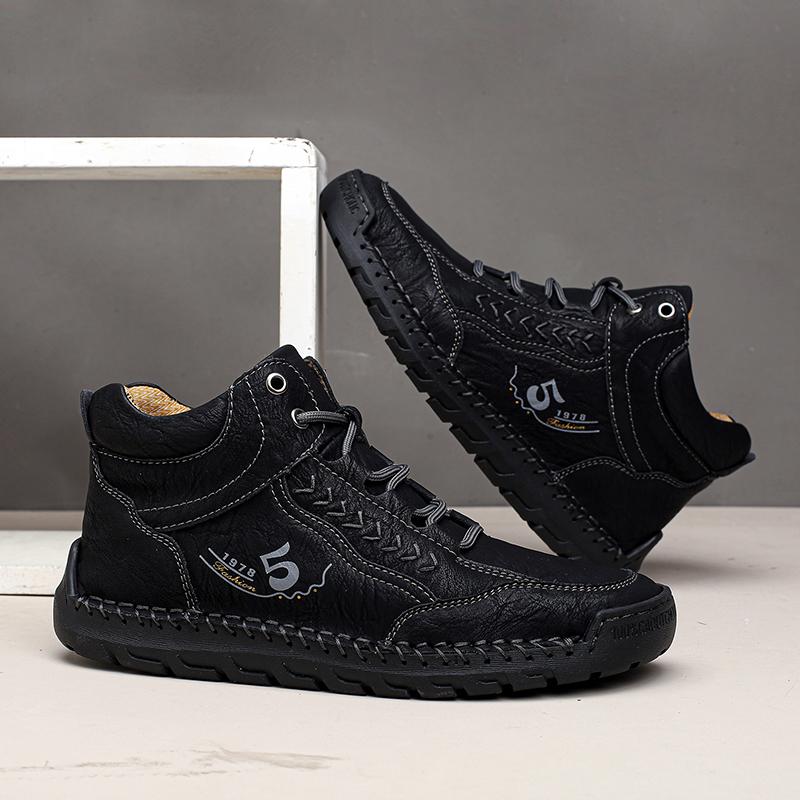 New Winter Handmade Leather Men Boots Outdoor Design Sneakers Man Breathable Casual Leather Shoes Men Ankle Boots Plus Size