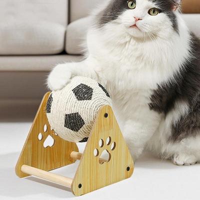 Cat Scratch Board Wooden Cat Scratch Ball Mill Claw Hand Wrapped Rope Cat Climbing Frame Cat Scratch Column Cat Toy