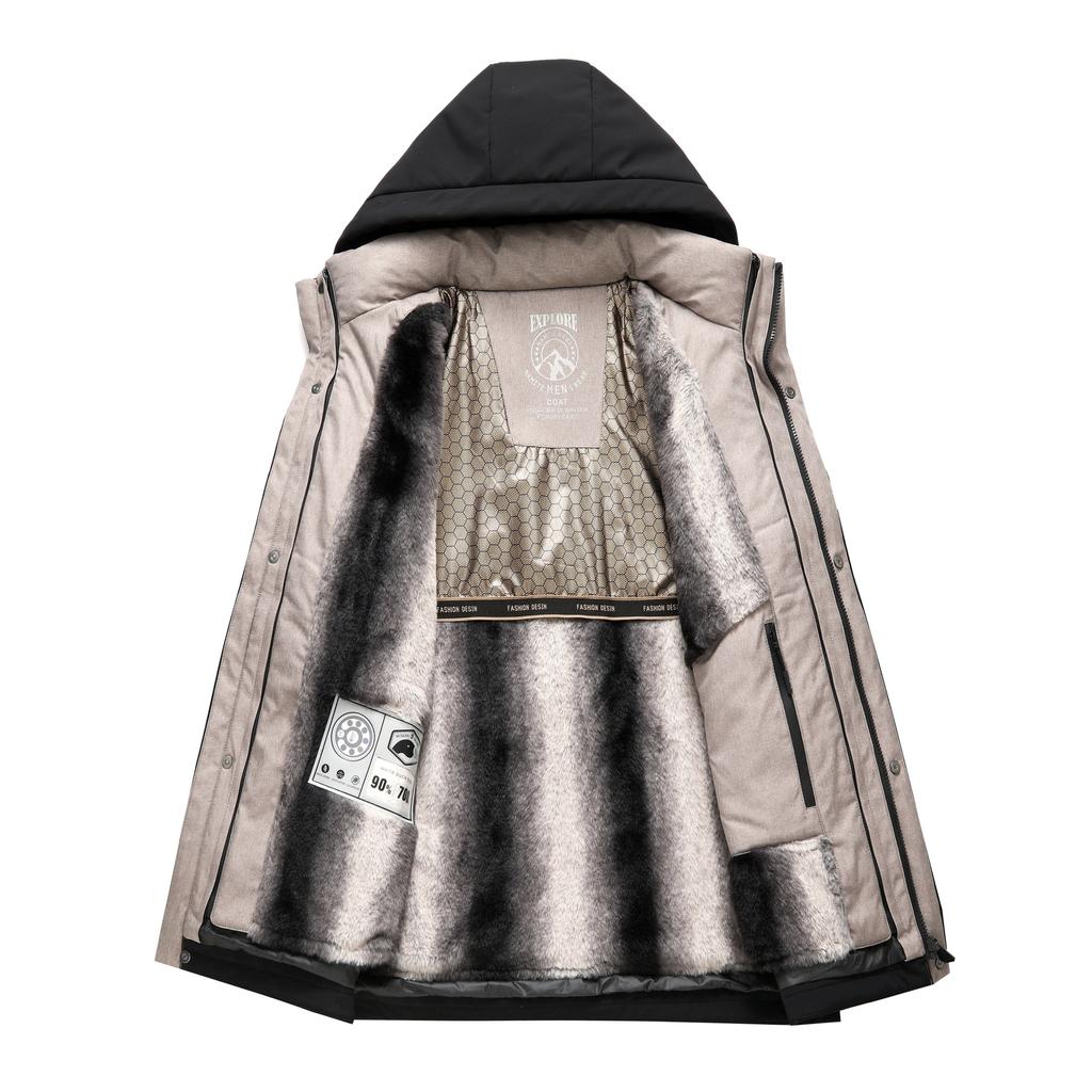 New Men's Long Down Jacket Can Be Removed From The Inner Liner, Lively Face, Middle-aged Dad's Suit Winter Clothes, Turn Collar