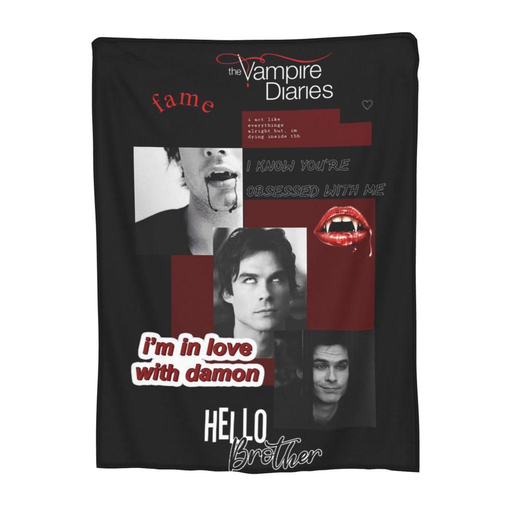 Damon Salvatore The Vampire Diaries Blankets Soft Warm Flannel Throw Blanket Bedspread for Living room Picnic Travel Home Couch