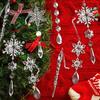 Christmas Icicle Tree Pendant Acrylic Transparent Snowflake Ornaments Hanging Decoration for Xmas Tree Holiday Party Decor