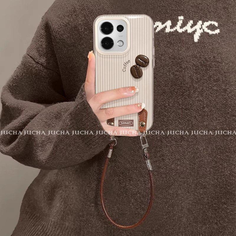 Applicable to opporeno11pro mobile phone case, new creative OppO high-end women's line three-dimensional coffee beans