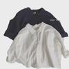Camisa de manga murciélago estilo japonés retro para niños - Algodón y lino, primavera/otoño, ropa de abrigo para bebé niño