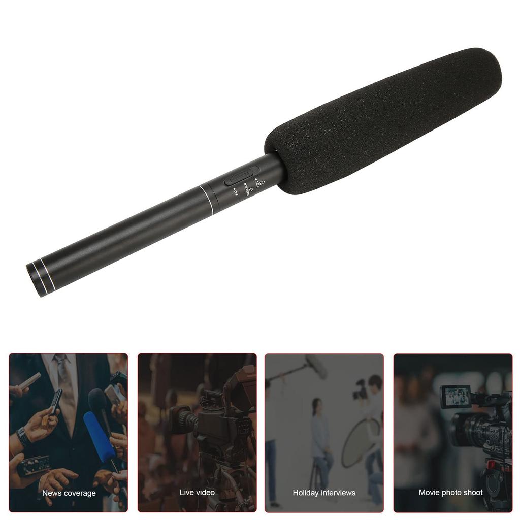 ASHATA Interview Microphone Condenser Hot Shoe Clip Sponge Sleeve DSLR Video iOS Android Cameras