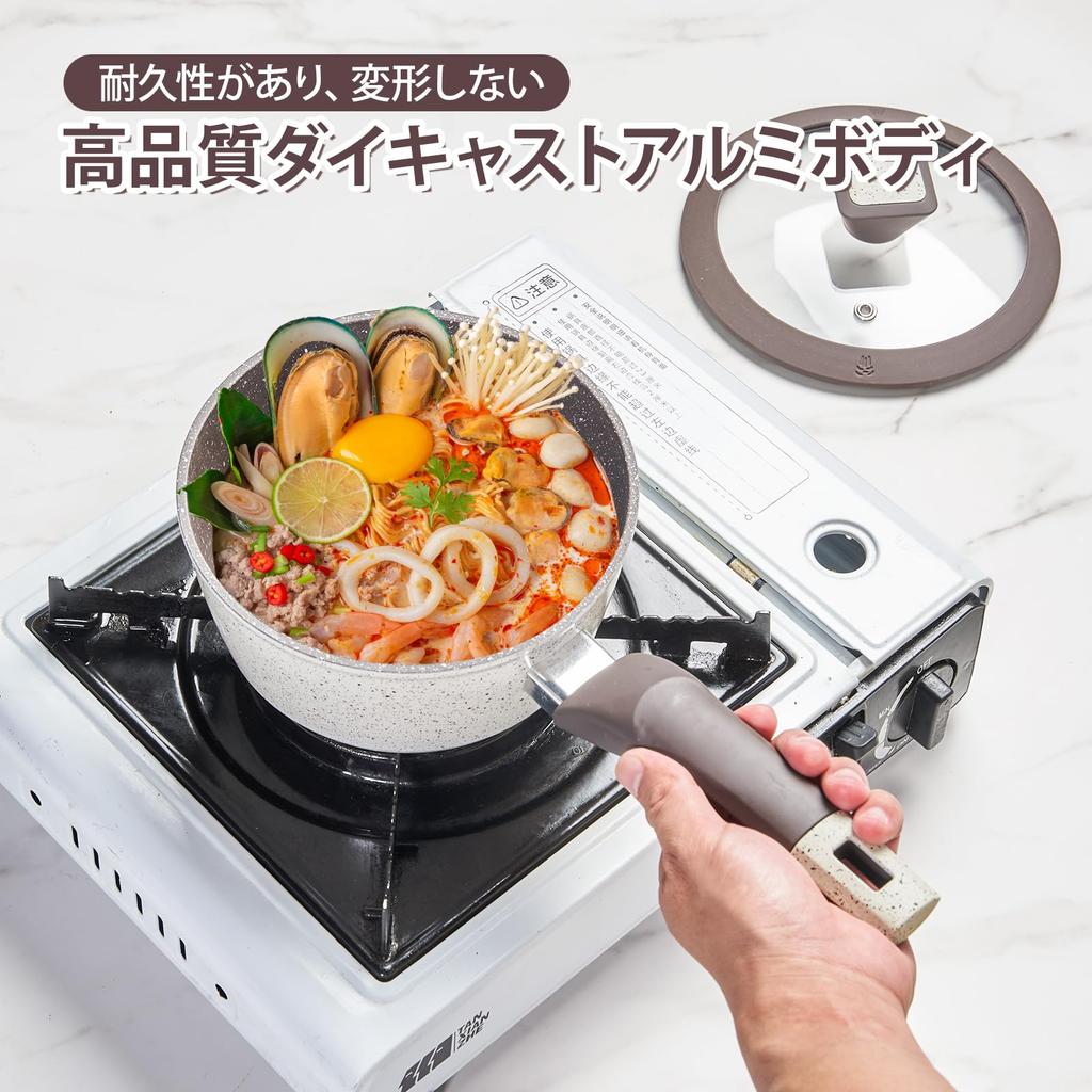 VIVIDCOOKWARE 16cm Saucepan with Milk Miso Soup Milk Sauce Single Home Use Easy to Clean Lid, Saucepan, Pan, Induction/Gas Compatible, Pot, One-Handed