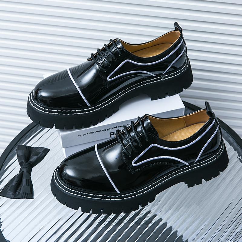 Fashion New Street Style Mens Casual Leather Shoes Anti Slip Comfortable Sneakers Stylish Shiny Leisure Shoes Male Formal Dress Footwear