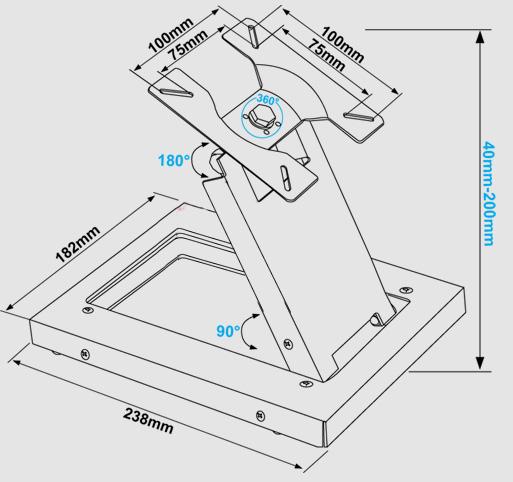LCD-T2 10-30' Steel Tilt Touch Screen Desktop Mount 360 Rotate TV Stand Swivel Small Screen Bracket Holder