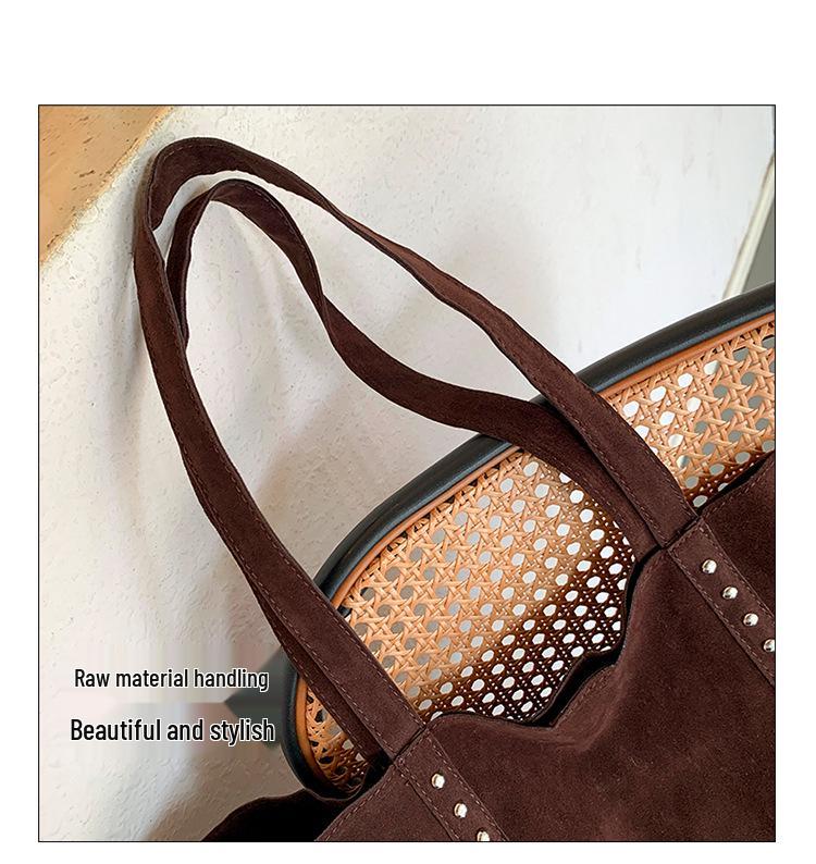Retro Rivet Soft Surface Large Women's Tote Handbag