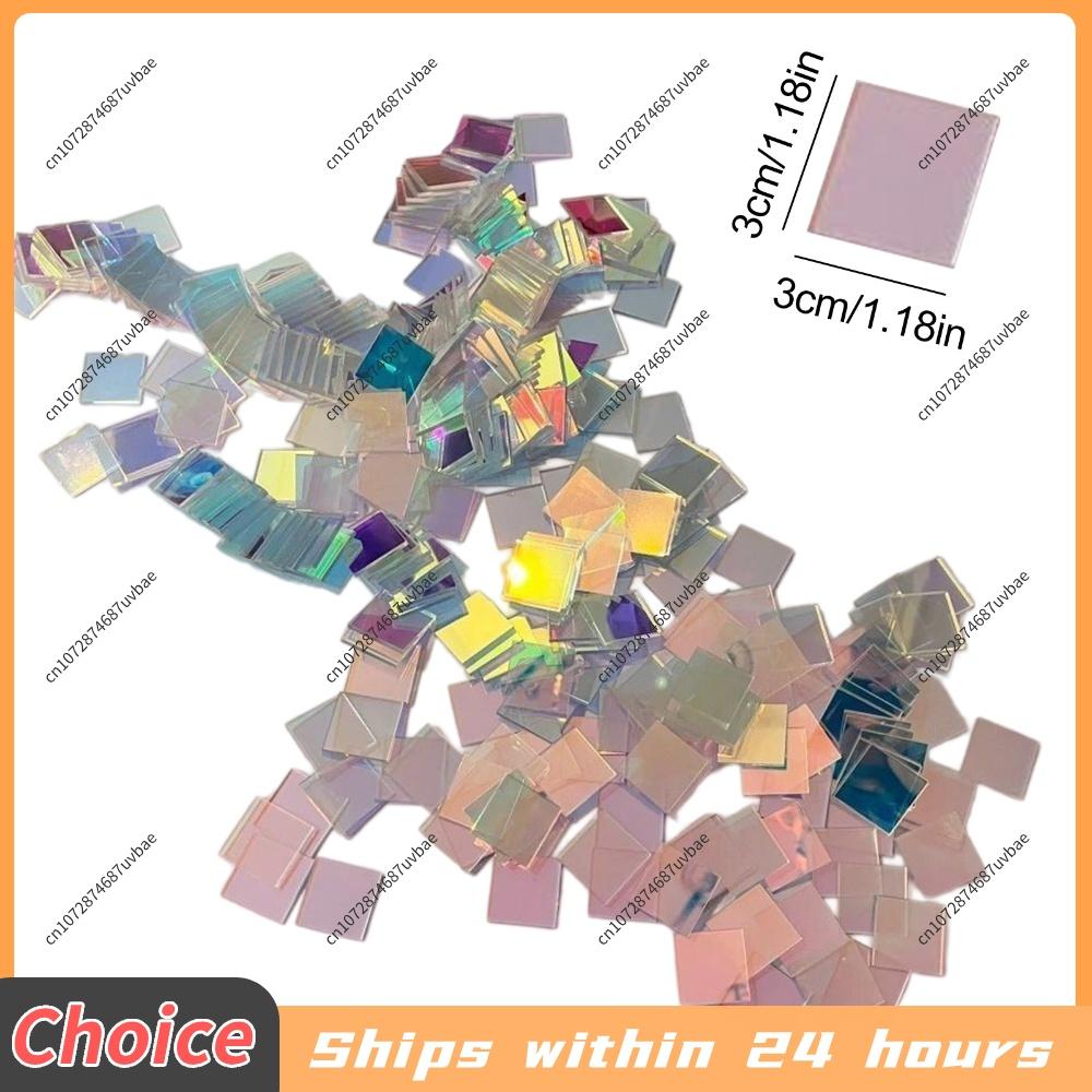 Iridescent Mosaic Tiles Decorative Bulk Stained Glass Tile Lightweight & Portable for Art Light & Shadow Projects Resin Jewelry