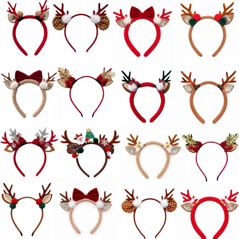 Snowflake Reindeer Antlers Headband Plush Xmas Headwear Atmosphere Christmas Headband New Year