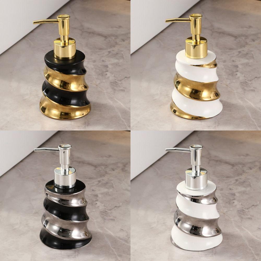Small Ceramic Luxury Lotion Bottle Refillable 200ml Countertop Sink Soap Dispenser Waterproof Reusable Sub Bottle