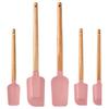 5Pcs Silicone Spatulas With Ergonomic Wooden Handle Spoonula Jar Scrapers For Kitchen Baking Cooking And Batter Mixing