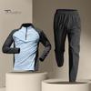 2Pcs/Set Men's Quick-drying Fitness Suit Half-zip T-shirt Trouser Set Sports Track Field Clothes Breathable Sportswear for Running Cycling