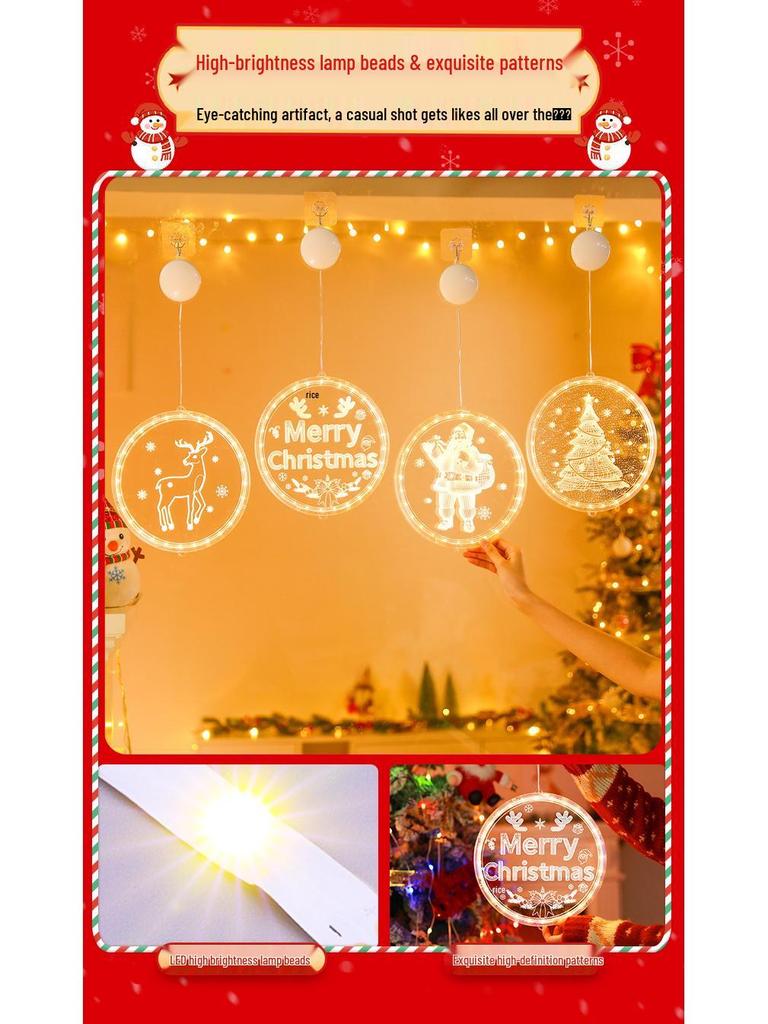 Glowing Merry Christmas LED Suction Cup String Lights for 2025 Holiday Window Display