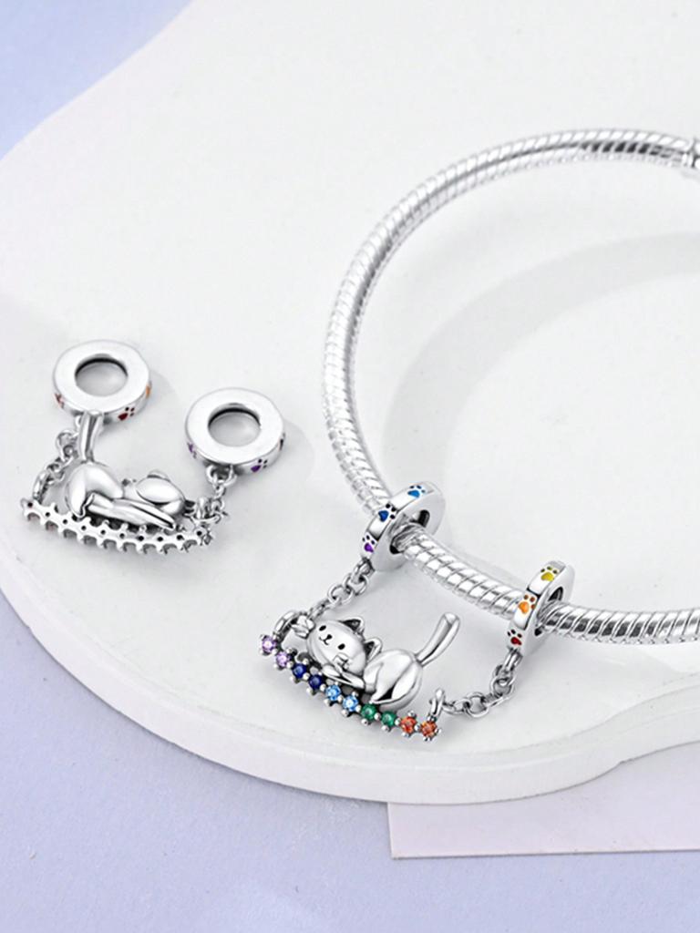 Charms Plata Cute Kittens And Puppies Beads Charm Copper Plated Fit Charms Original Bracelet For Jewelry Making Diy Charm