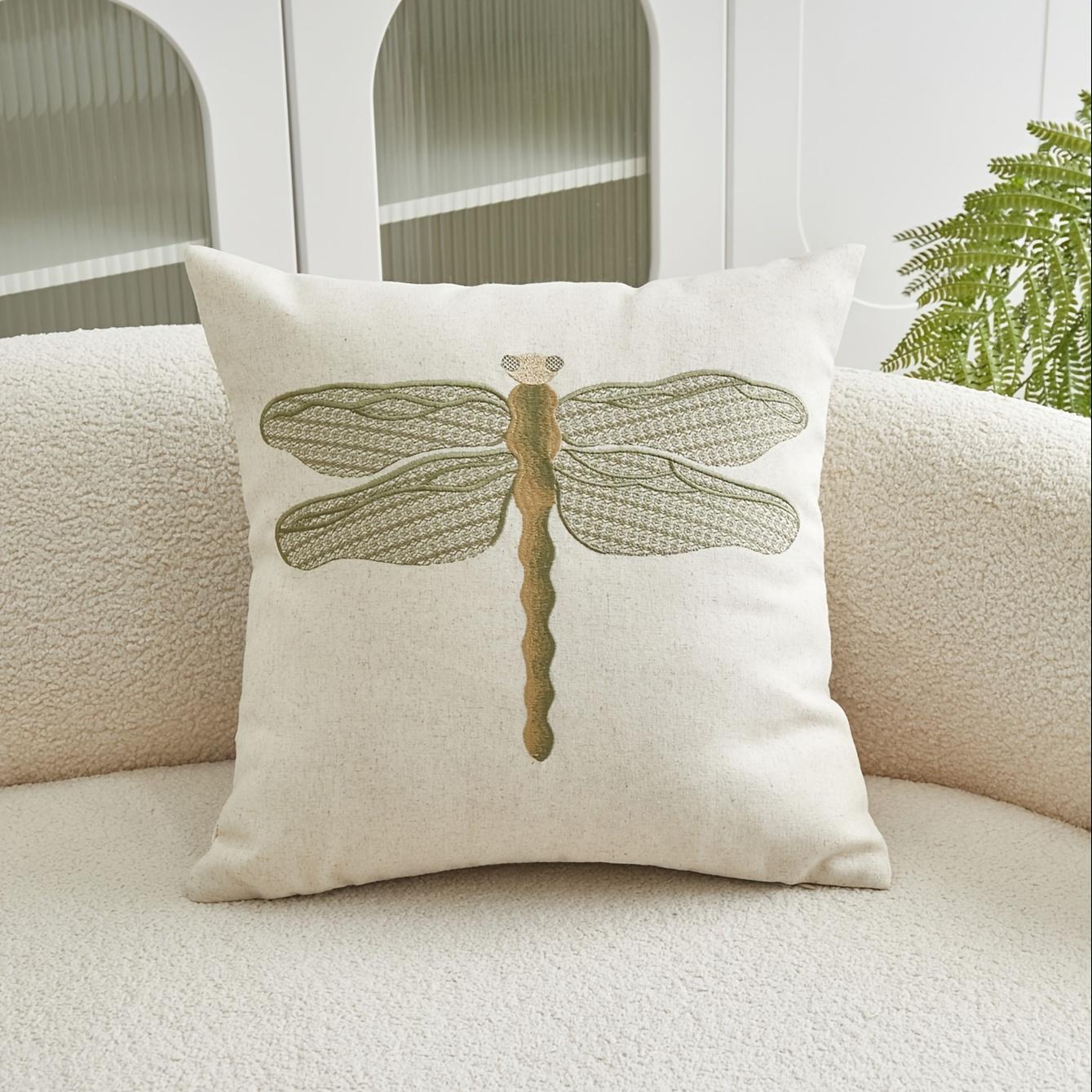 

1pc Dragonfly Embroidered Pillow Cover 45x45cm 18x18in
