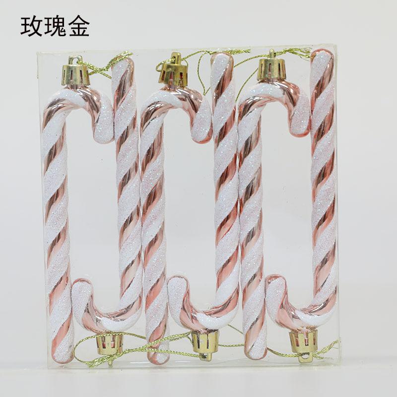 6pcs a Box Christmas Home Decorations Glitter Candy Cane Christmas Tree Decorations