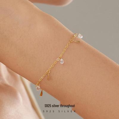 Elegantes Zirkon Wassertropfen Armband - 925 Sterlingsilber Sternendesign für Damen