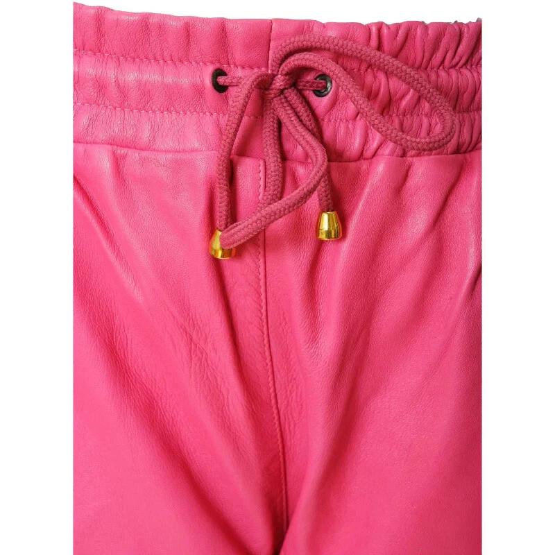 High Quality Trouser Pink Wear Pants Men Jogger Genuine Track Leather Lambskin