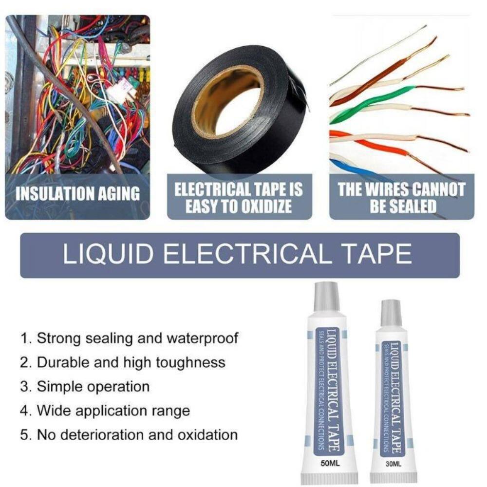 Nastro Elettrico Liquido 30/50ml - Rivestimento Isolante, Impermeabile per Fili, Cavi, Connettori, Alternativa al Nastro Tradizionale, Resistente agli Agenti Atmosferici, Riparazione Rapida