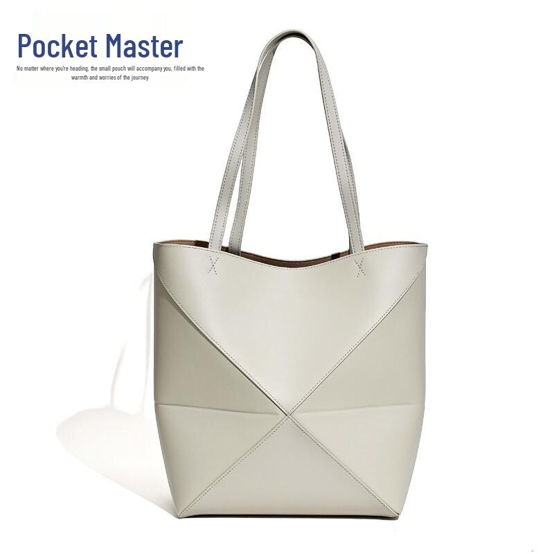 Douxiaozhu Puzzle Geometrická Deformovatelná Hovězí Kůže Skládací Tote Taška přes Rameno