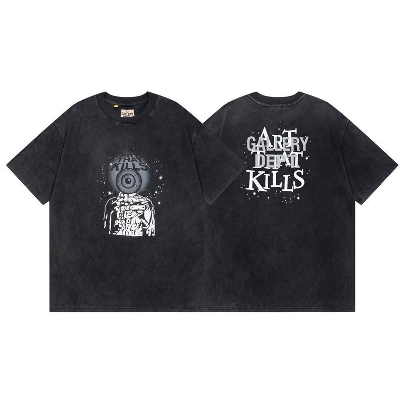 Wholesale GALLERY DEPT washed old short-sleeved beauty tide retro skull print couple loose T-shirt summer