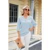 Spring Summer Women's Solid Color V Neck Loose Half Sleeve Casual Top